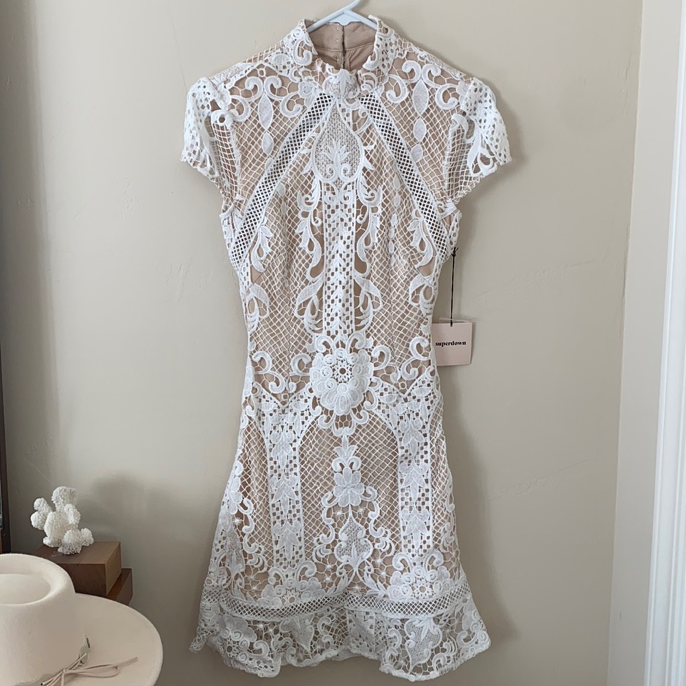 Superdown Brianna Open Back Dress in White